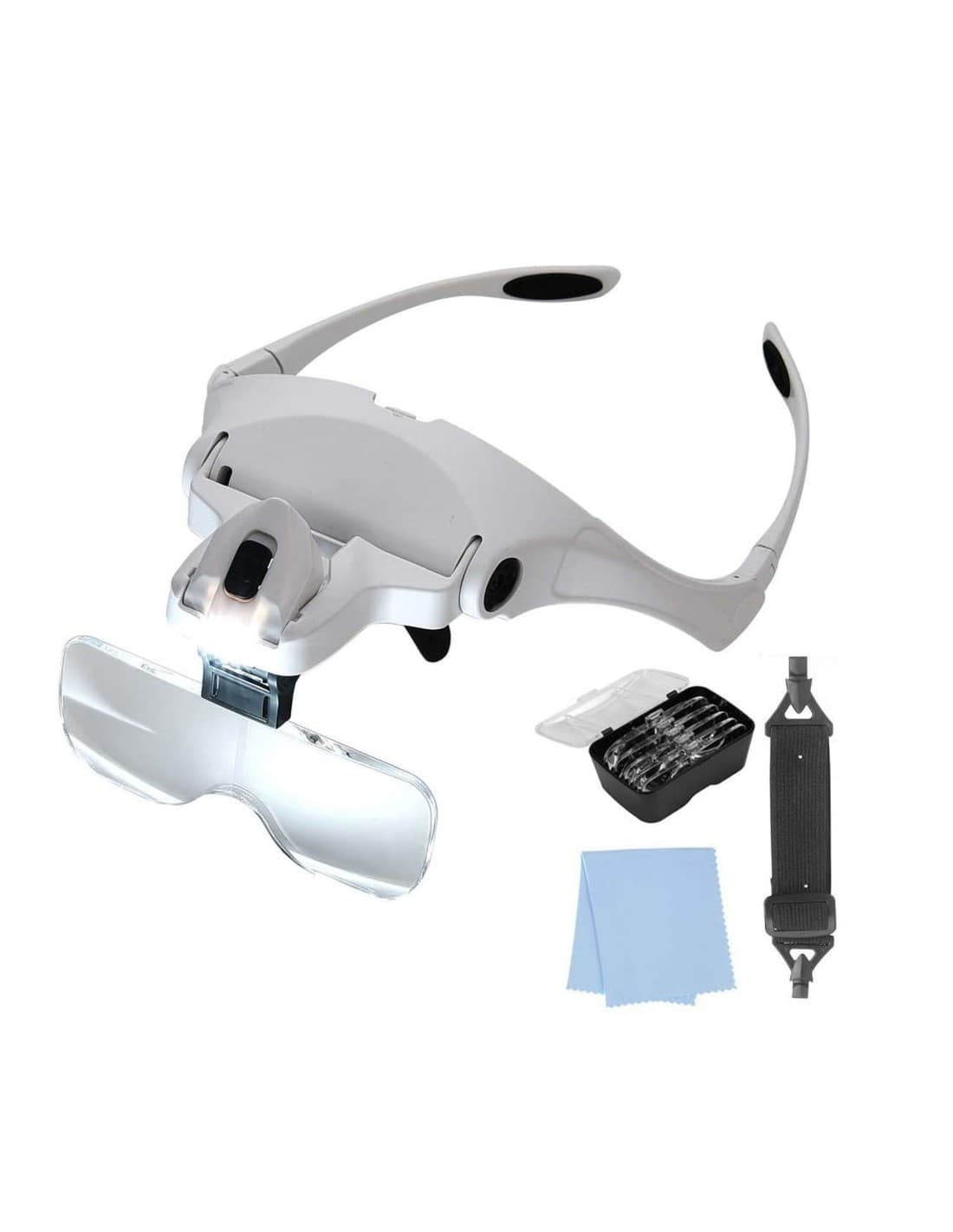 Lunettes à LED avec loupe et 5 dioptries interchangeables, également idéales pour ceux qui portent des lunettes, pour les réparations, les horlogers,