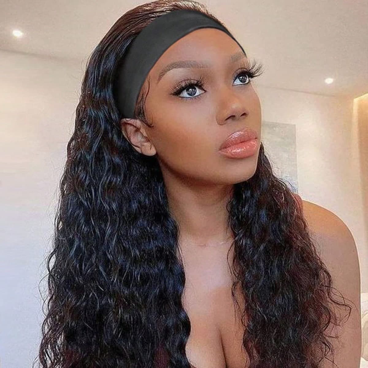 Perruque bandeau vague d'eau perruques de cheveux humains avec bandeau bandeaux de remplacement de cheveux abordables perruque prÃªt Ã porter pour un